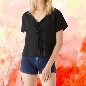 Oak & Fort Black Tie Up Blouse